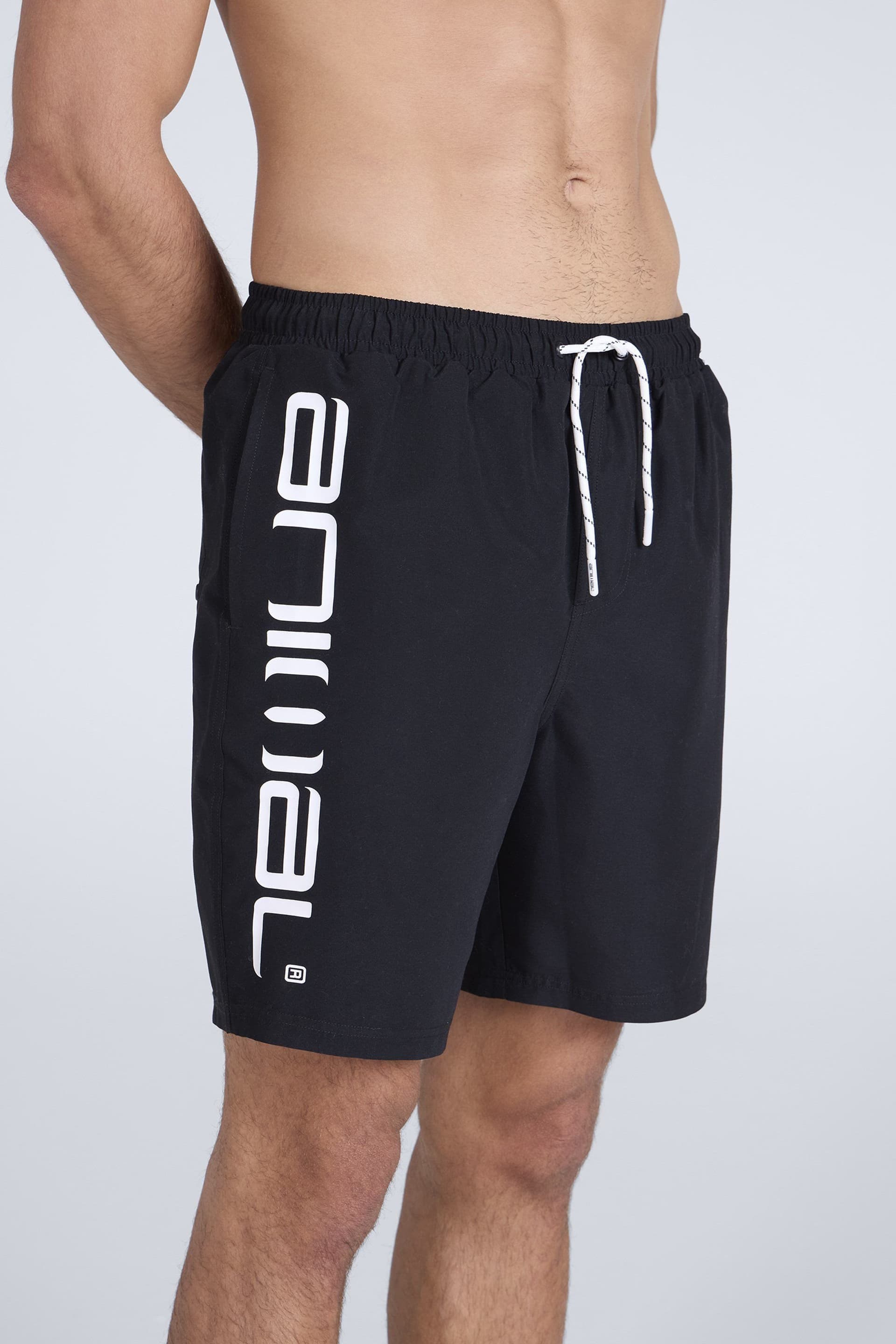 Animal Animal Men's 'Deep Dive' Lightweight Elastic Waist Quick Dry Beach Boardshorts in Black