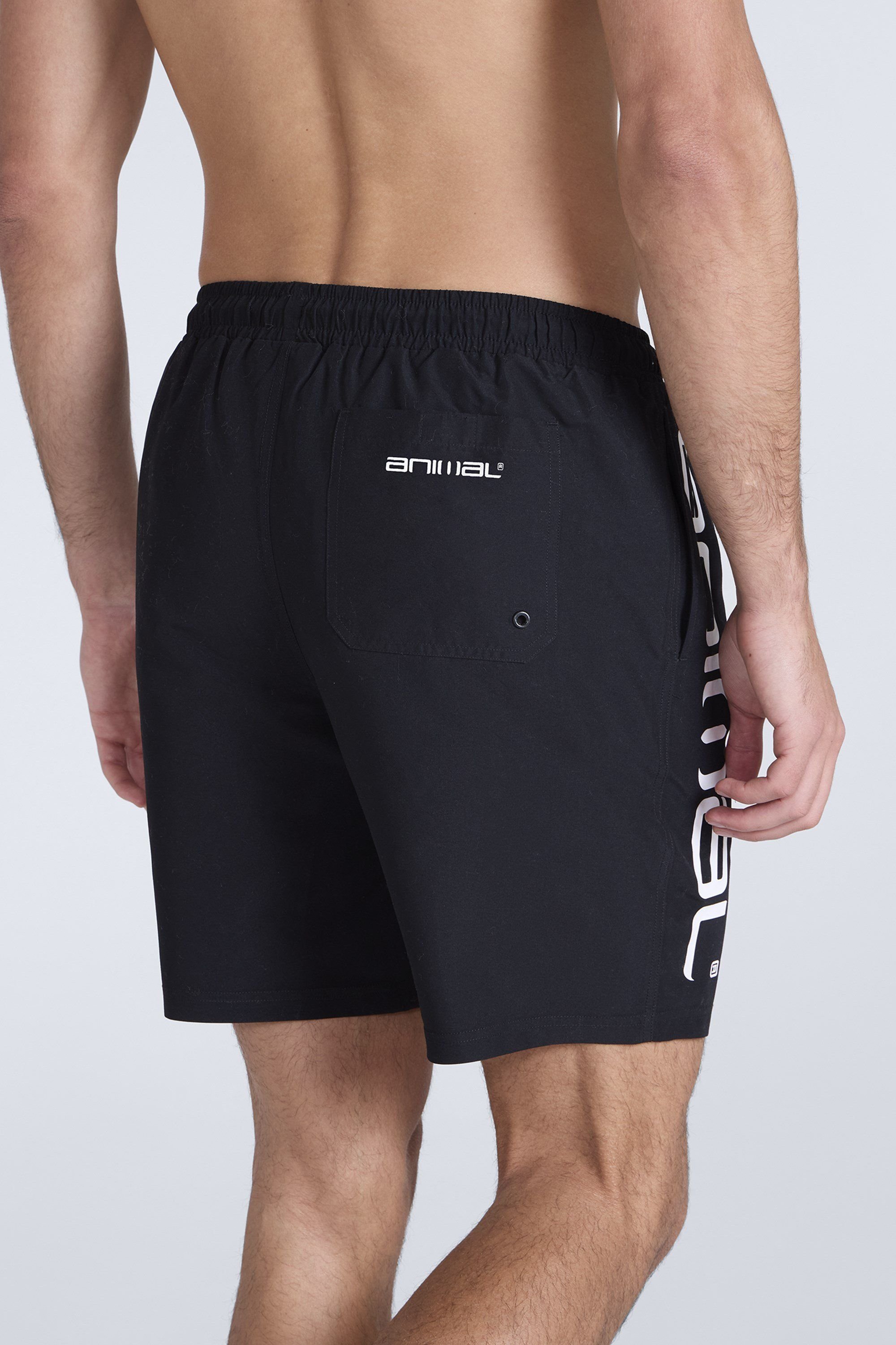 Animal Animal Men's 'Deep Dive' Lightweight Elastic Waist Quick Dry Beach Boardshorts in Black - 3