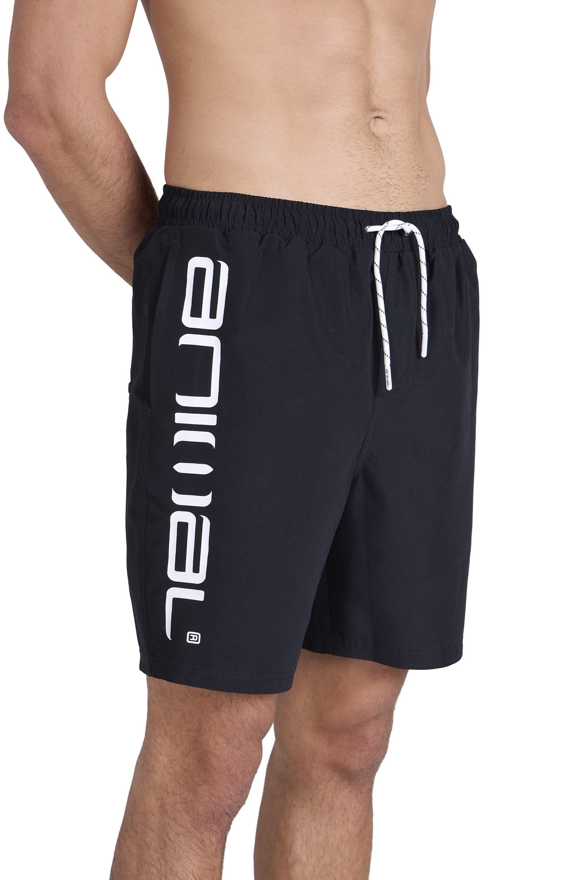Animal Animal Men's 'Deep Dive' Lightweight Elastic Waist Quick Dry Beach Boardshorts in Black - 4