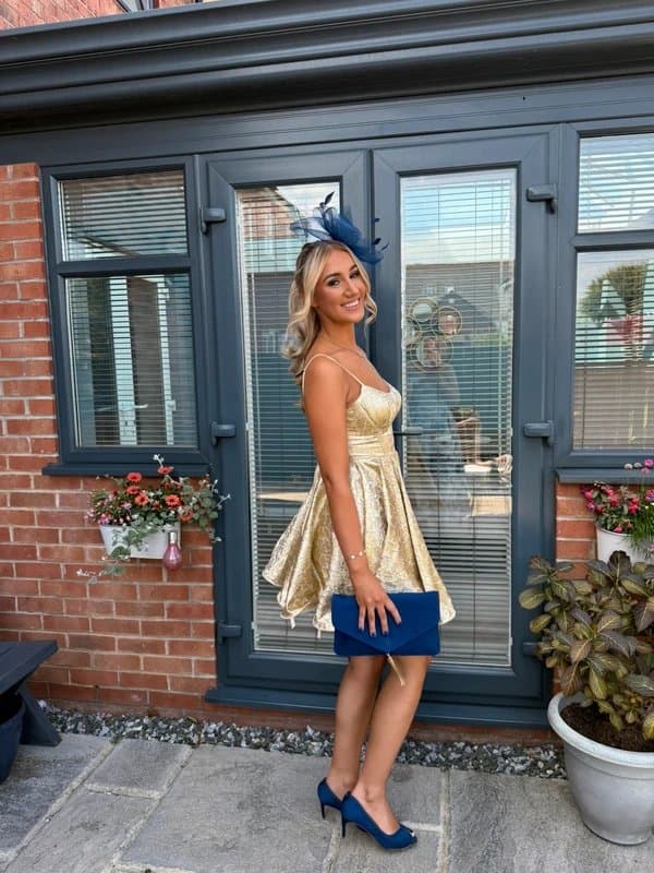 ASOS Asos Luxe gold jacquard dress