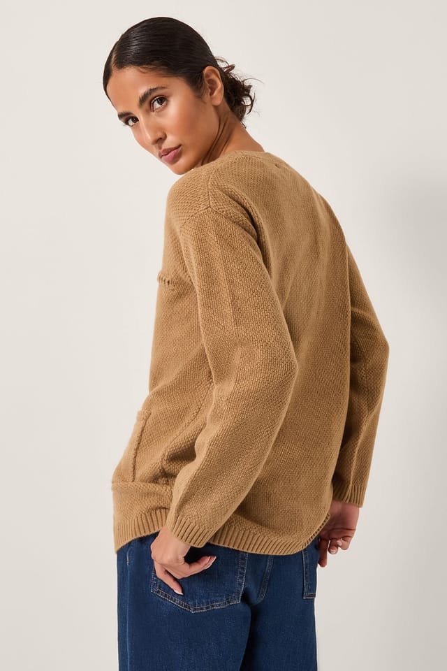 Monsoon Monsoon Women's Bella Braid Pocket Cardigan Camel - 2