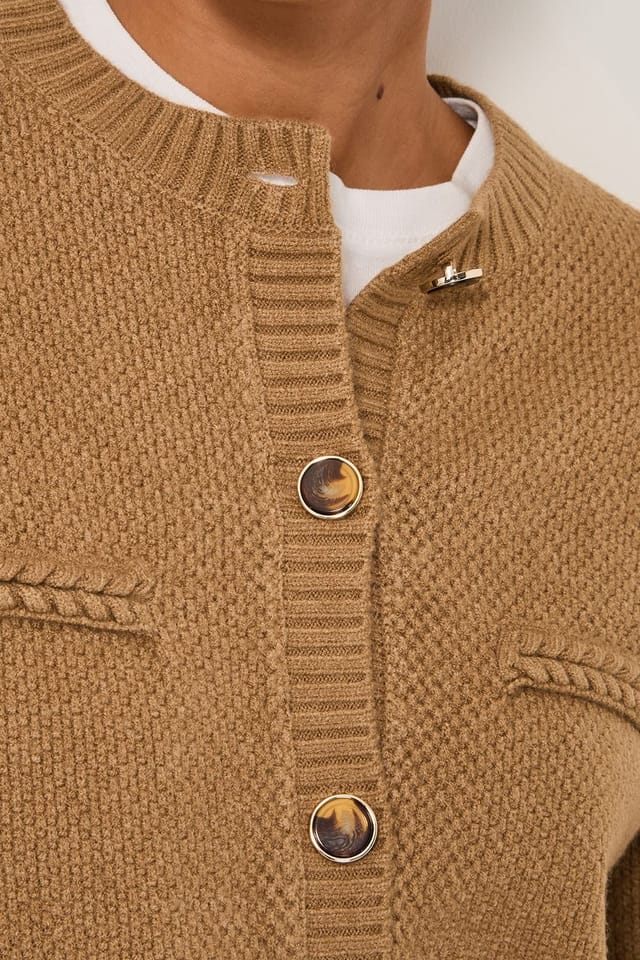 Monsoon Monsoon Women's Bella Braid Pocket Cardigan Camel - 3