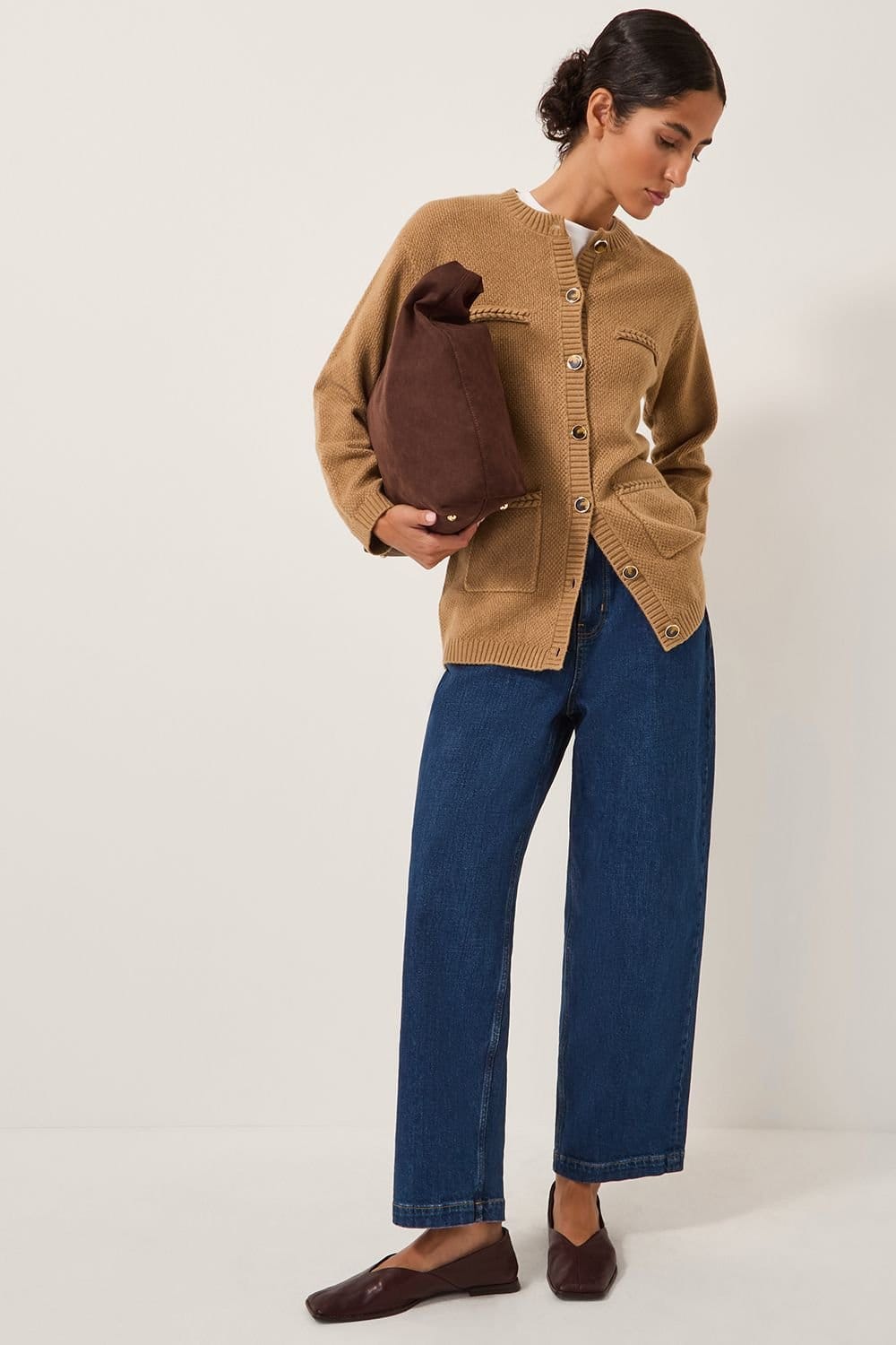 Monsoon Monsoon Women's Bella Braid Pocket Cardigan Camel - 4