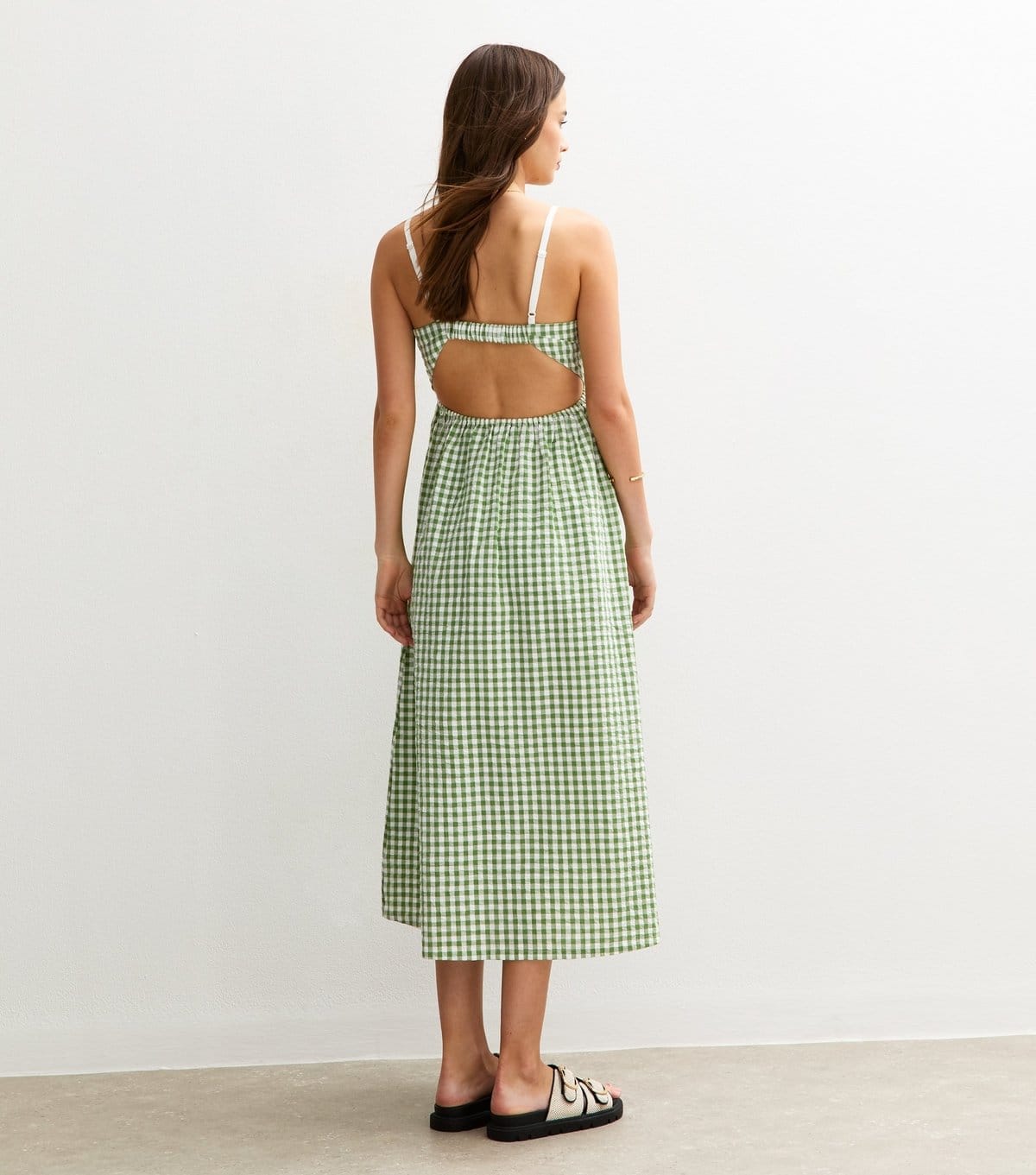 New Look Women's Green Gingham Check Strappy Midi Dress New Look - 4