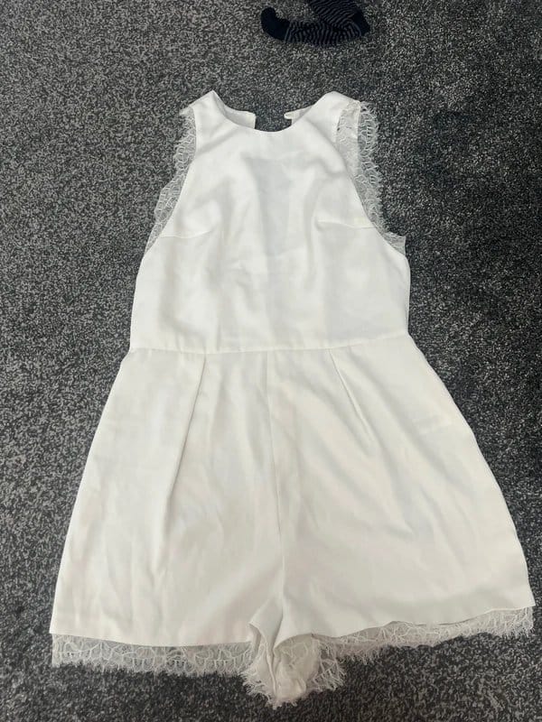 Topshop Cream Lace Playsuit