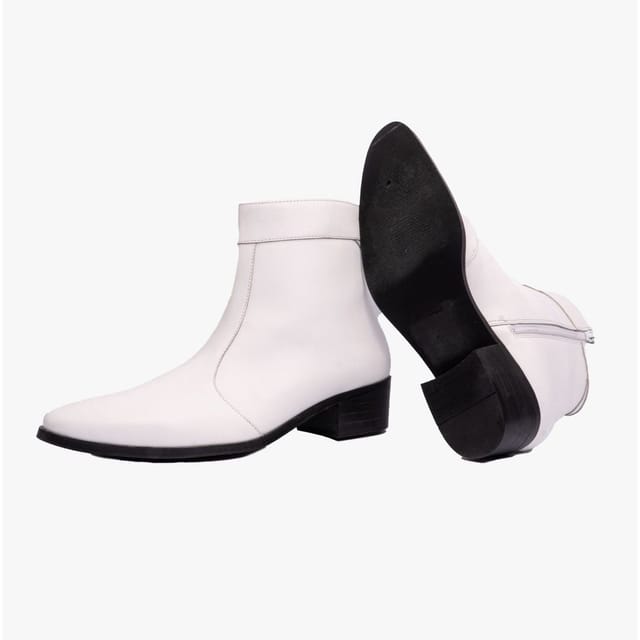 Club Cubano Club Cubano Men's Caesar Zip Cuban Heel Ankle Boots in White - 3