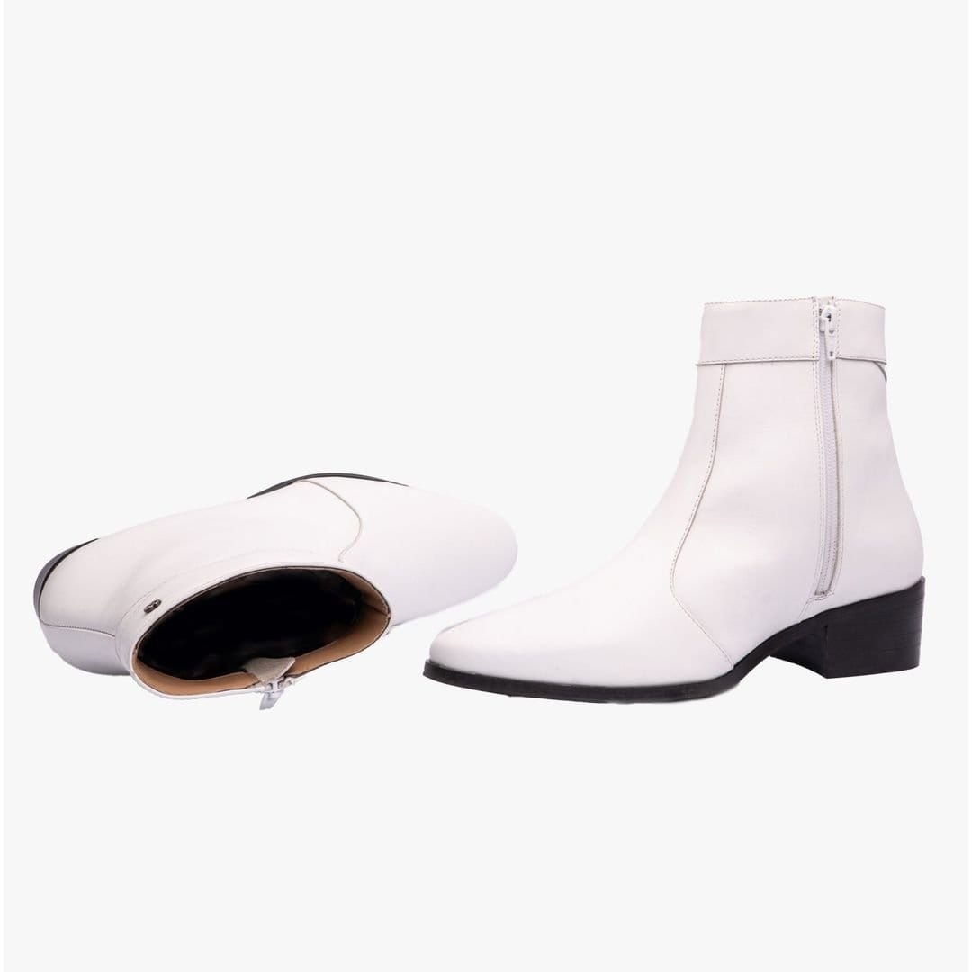 Club Cubano Club Cubano Men's Caesar Zip Cuban Heel Ankle Boots in White - 4