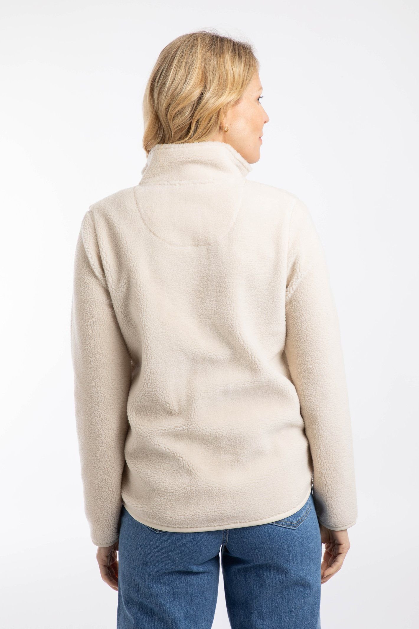 Weird Fish Weird Fish Women's Lucille Lightweight Full Zip Borg Fleece in Ecru - 4