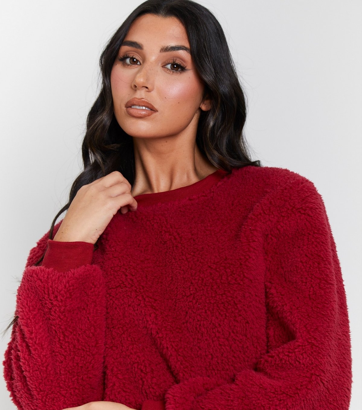 Loungeable Women's Burgundy Borg Lounge Set Loungeable New Look - 3