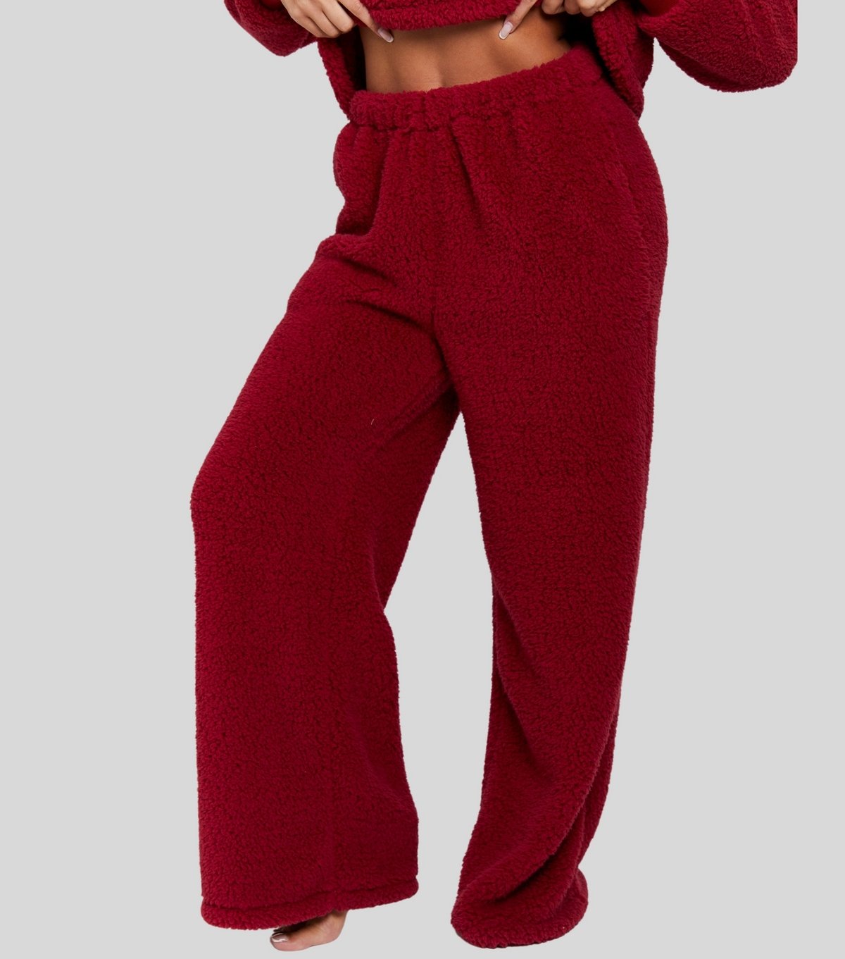 Loungeable Women's Burgundy Borg Lounge Set Loungeable New Look - 4
