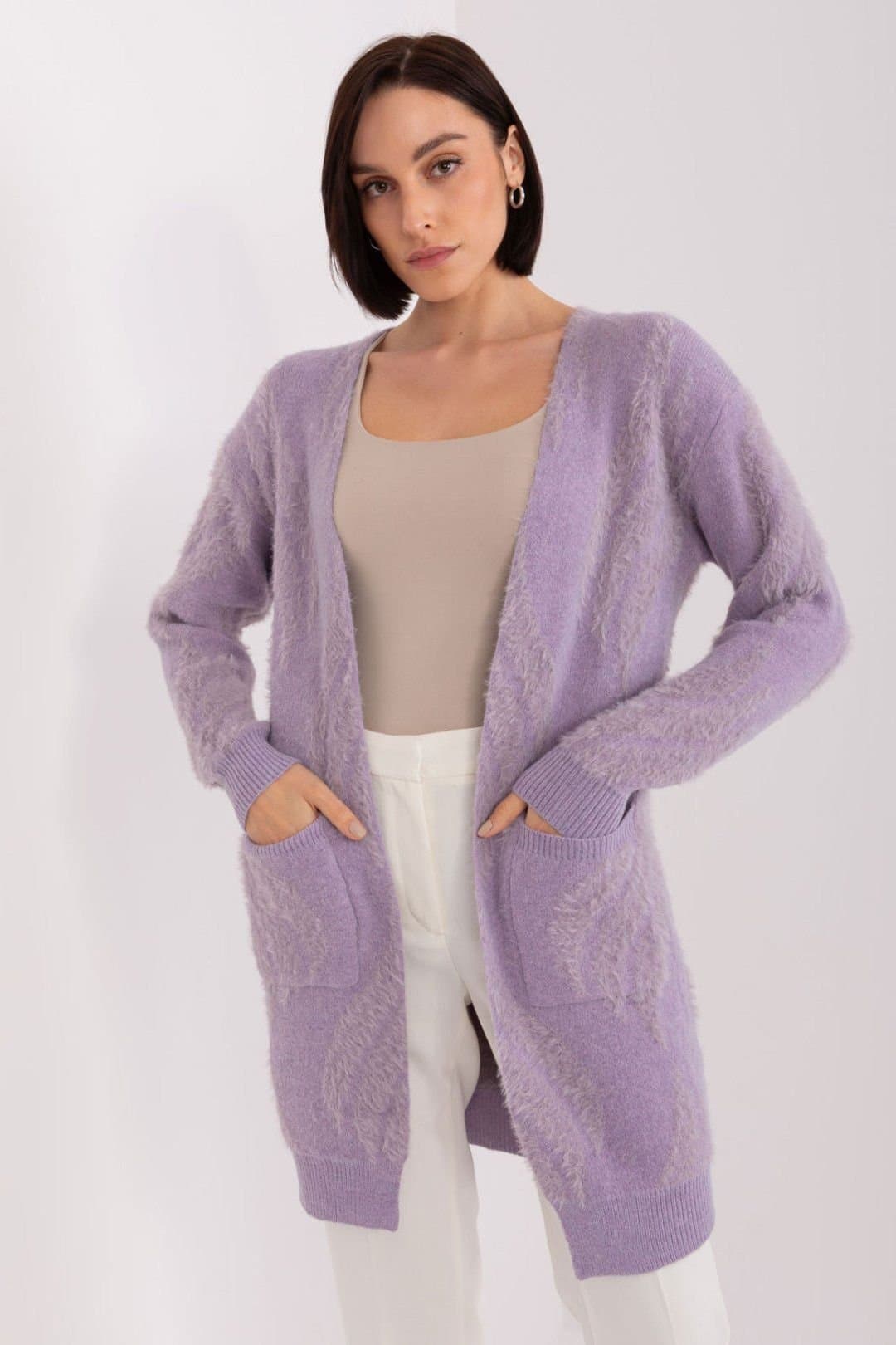 Love Lace Love Lace Women's Variegated Bedspread Cardigan with Slip Pockets in Violet