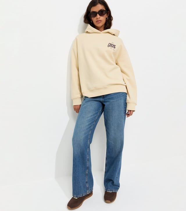 New Look Women's Light Yellow Cotton Rich New York Hoodie New Look - 3