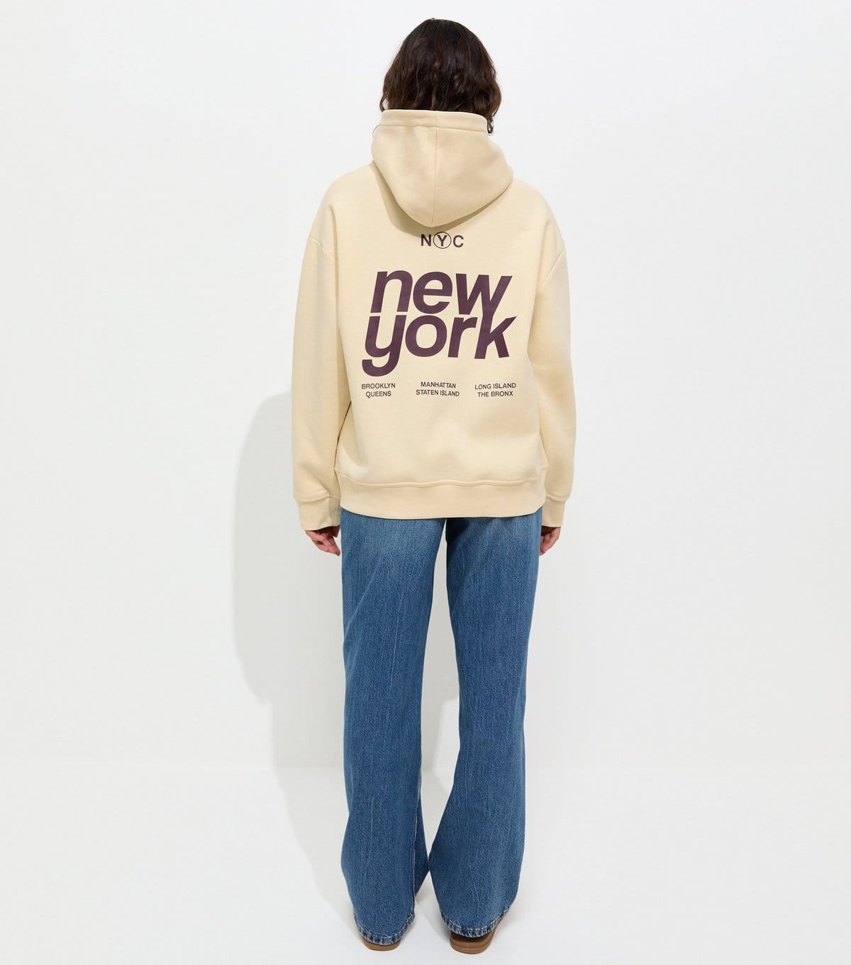New Look Women's Light Yellow Cotton Rich New York Hoodie New Look - 4