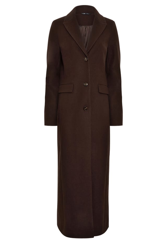 Long Tall Sally Long Tall Sally Women's Tall Maxi City Coat in Brown - 2