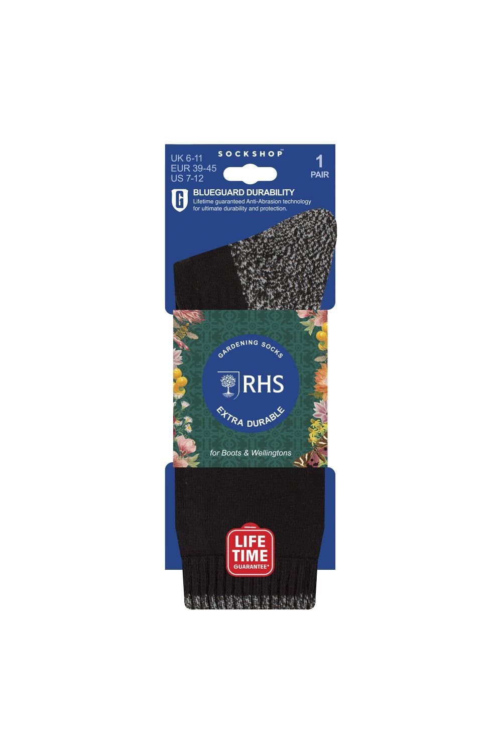 SOCKSHOP Blue Guard SOCKSHOP Blue Guard Men's Heavy Duty Thick Boot Socks | Long Lasting Gardening Crew Socks in Black - 2