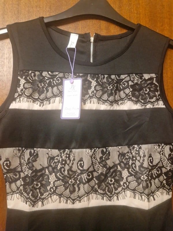 Juliet's Kiss Black & Beige Lace Detail Short Dress