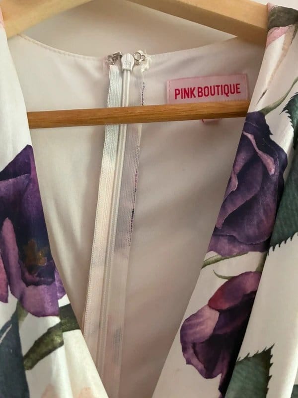 Pink Boutique Multi Floral Ruched Occasion Dress Size 10