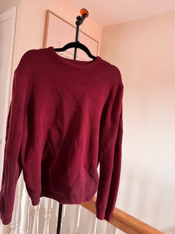 New Look New Look Mens Burgundy Knitted Sweater
