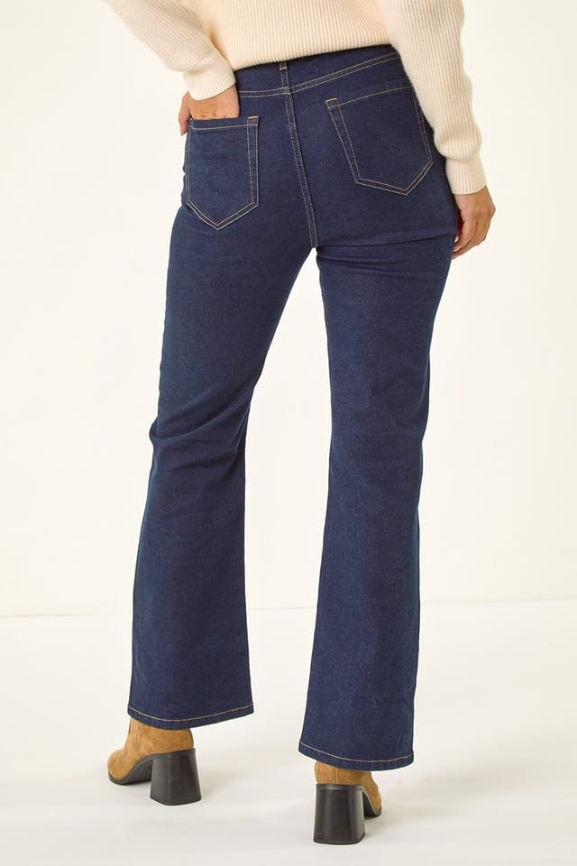 Dusk Dusk Women's Front Pocket Bootcut Jeans in Indigo - 3