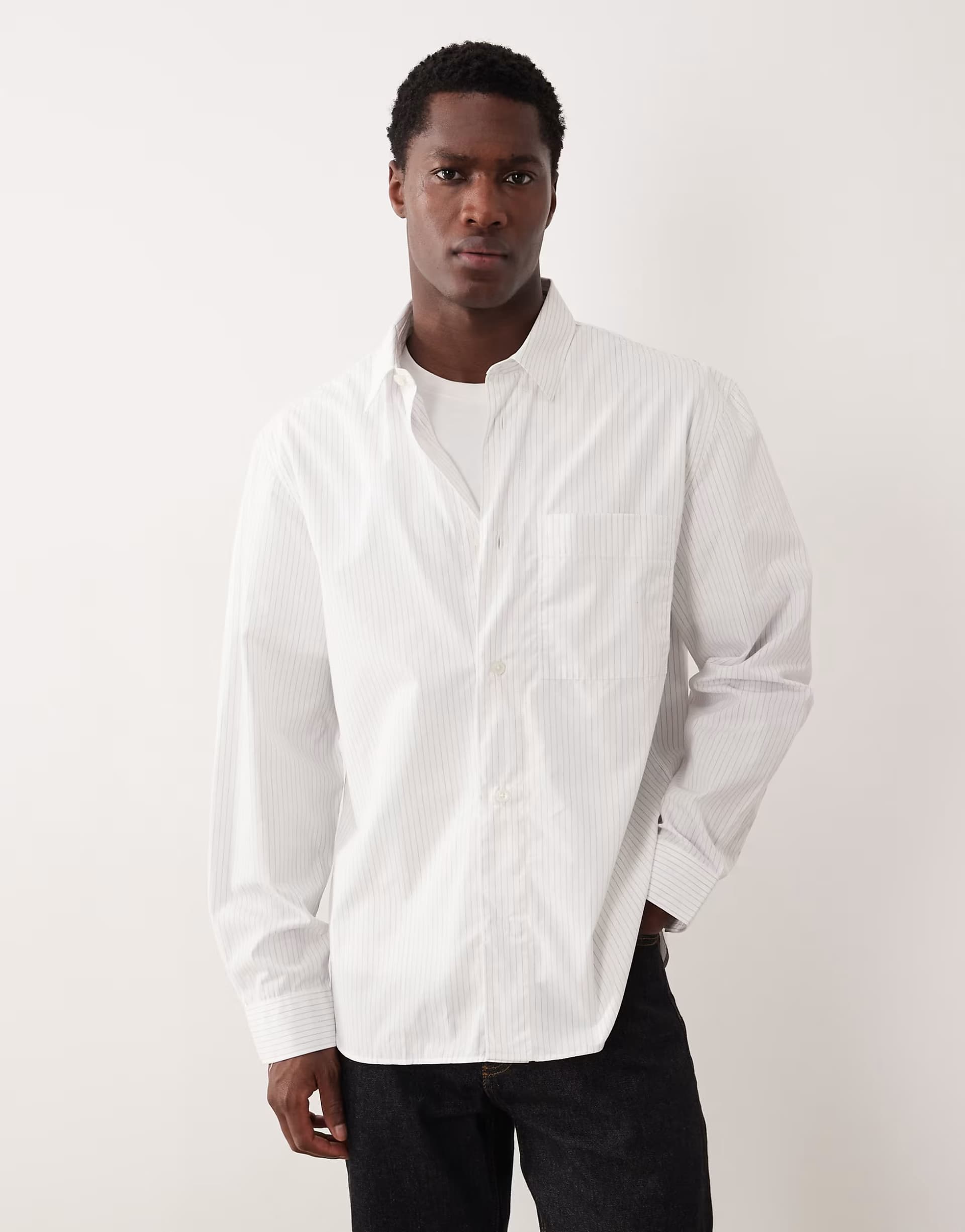 ASOS ASOS Classic 100% Cotton Striped Shirt in White