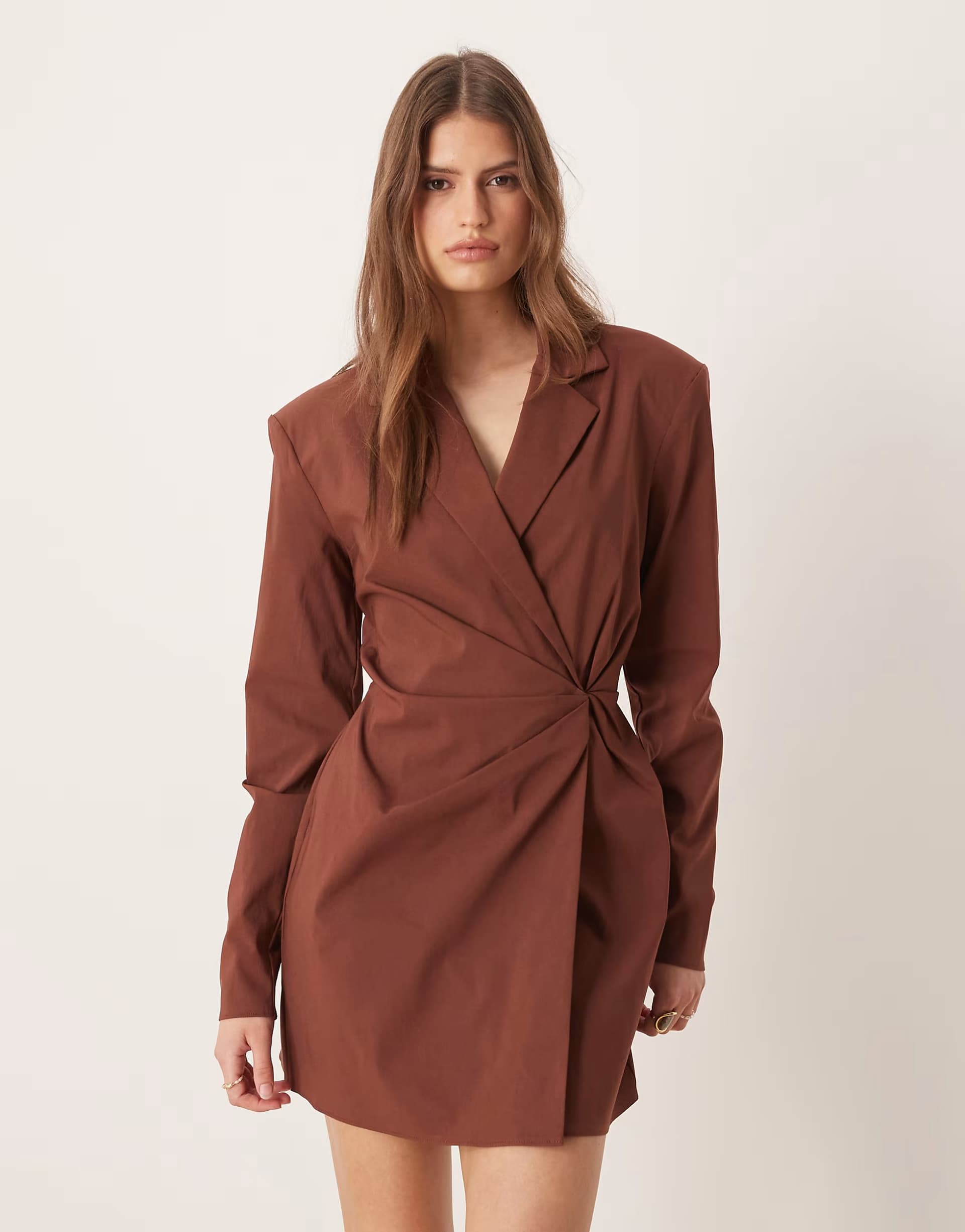 ASOS ASOS DESIGN cinched blazer mini dress in chocolate