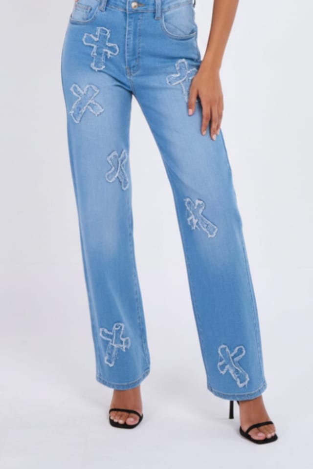 STYLEWISE STYLEWISE Women's Cross Patch Bandeau Denim Jumpsuit in Blue - 3