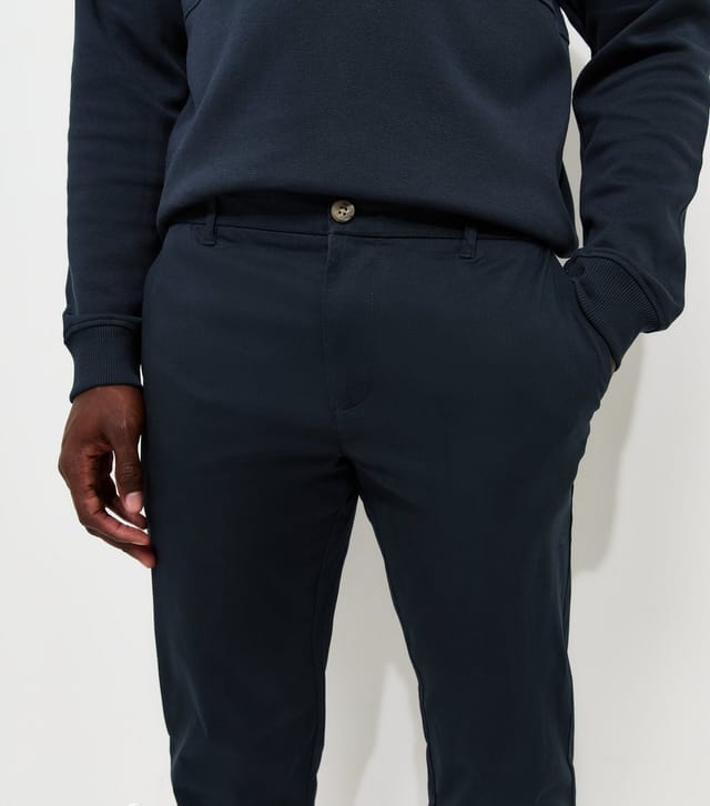 New Look Men's Navy Cotton Rich Slim Fit Chino Trousers New Look - 3
