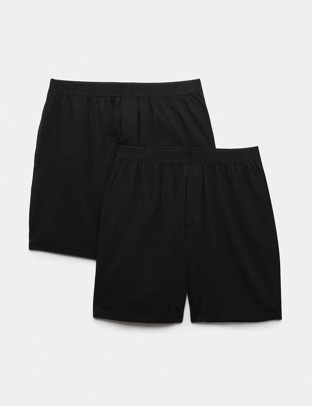 Marks & Spencer M&S 2 Pack Cotton Rich Ultimate Loungewear Shorts Black