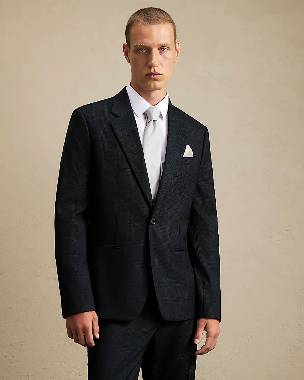 River Island Mens River Island Blue Slim Fit Check Suit Jacket
