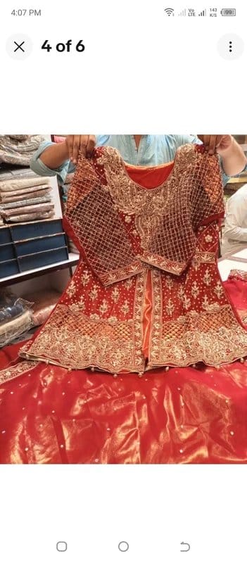 Net Red Gold Embroidered Bridal Lehnga for Men