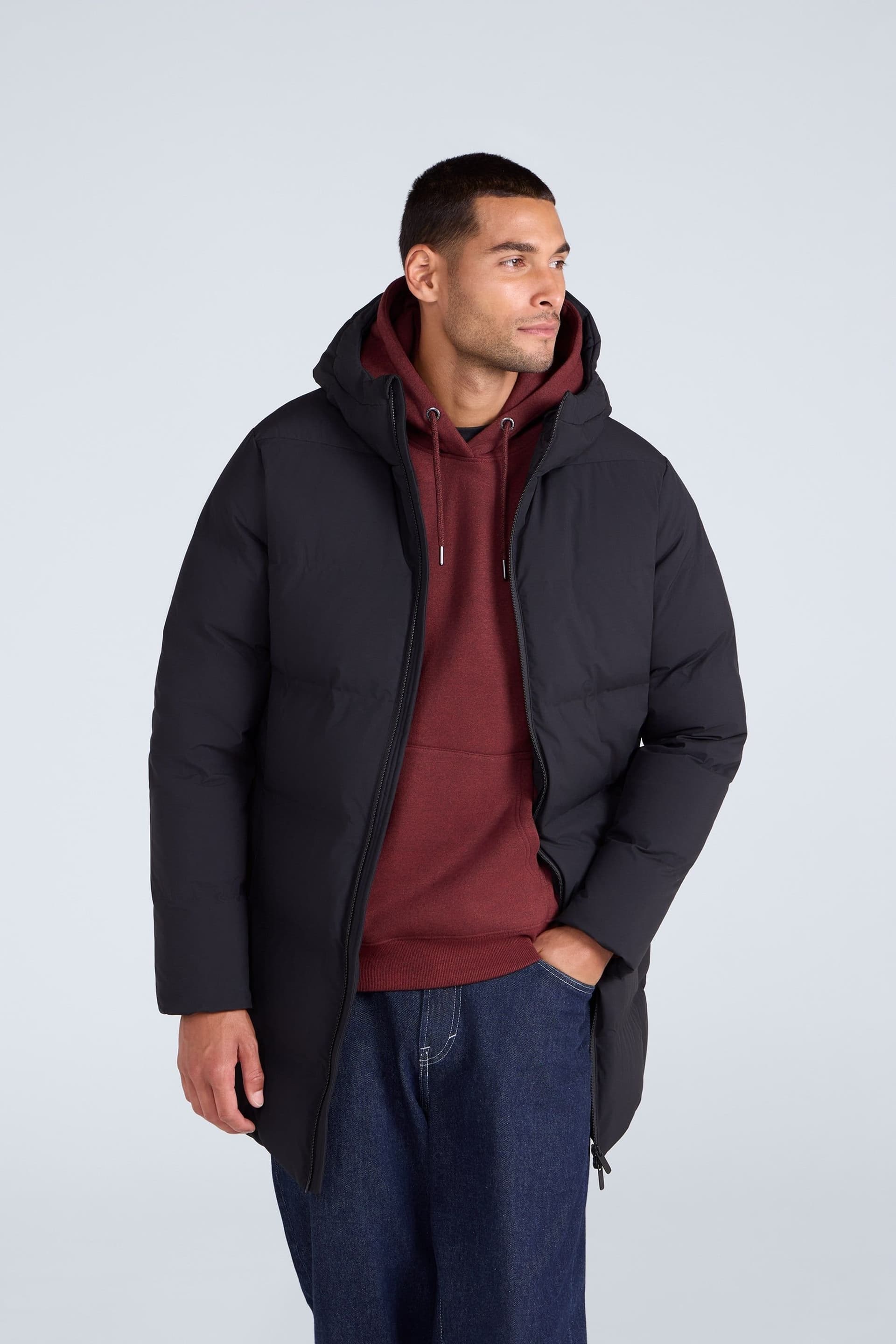 Animal Animal Men's 'Tech Down' Hooded Water Resistant Heat Sealed Warm Puffer Winter Coat in Black