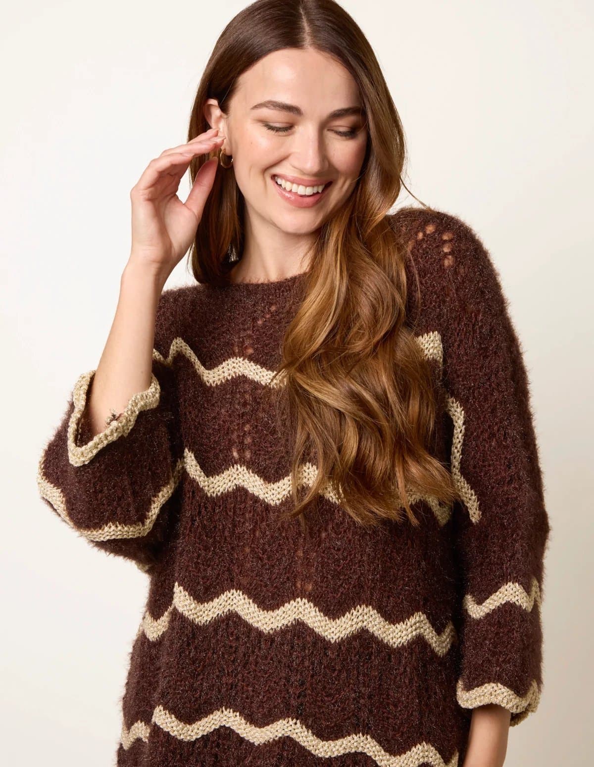 Blue Vanilla Zig Zag Metallic Jumper