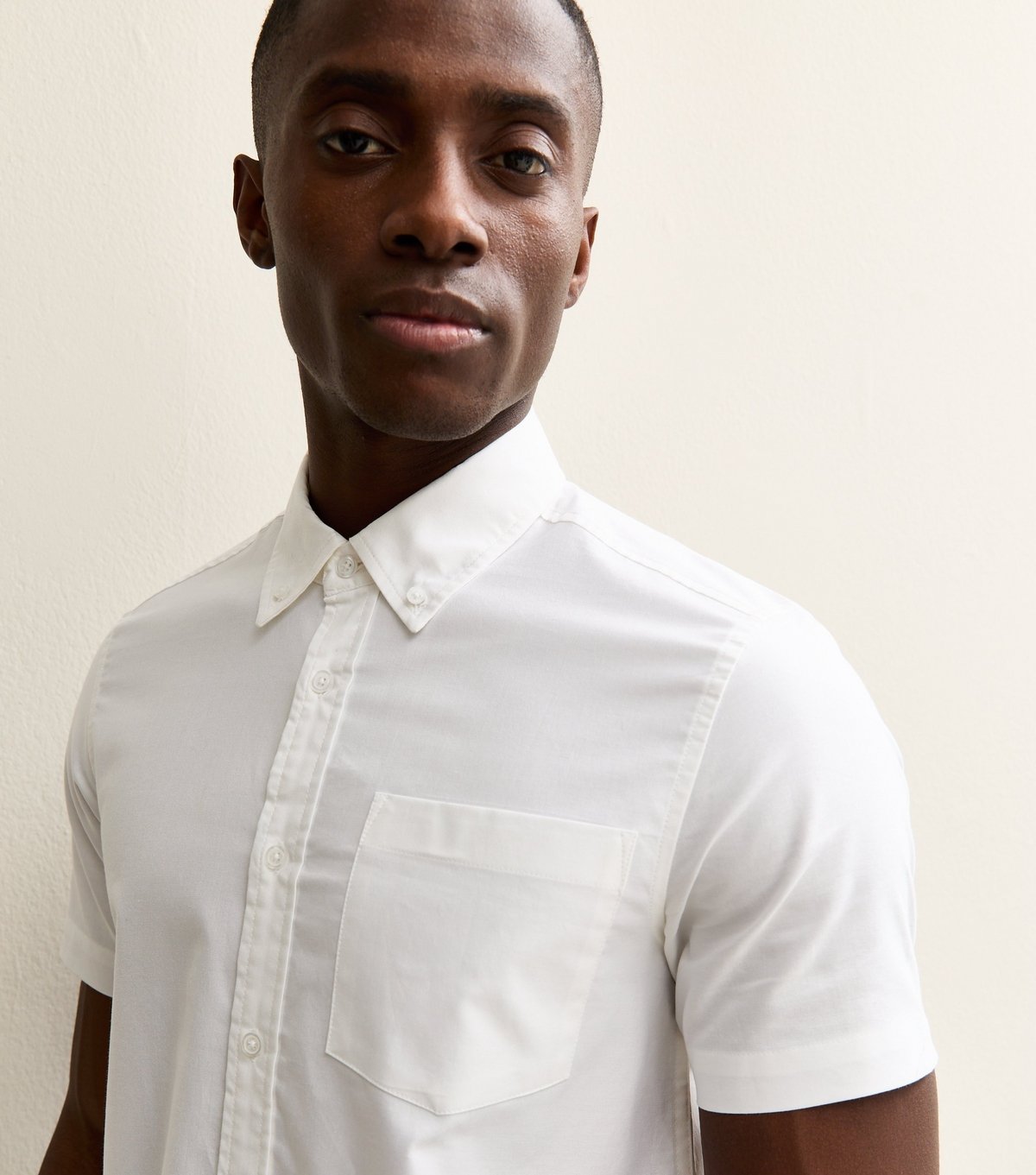 New Look Men's White Short Sleeve Regular Oxford Shirt New Look - 3