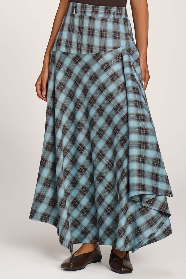 Jolie Moi Jolie Moi Women's Asymmetric Check Maxi Skirt - 2