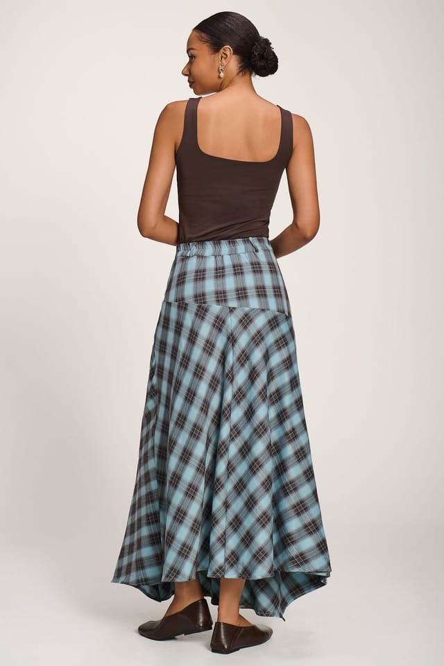 Jolie Moi Jolie Moi Women's Asymmetric Check Maxi Skirt - 3