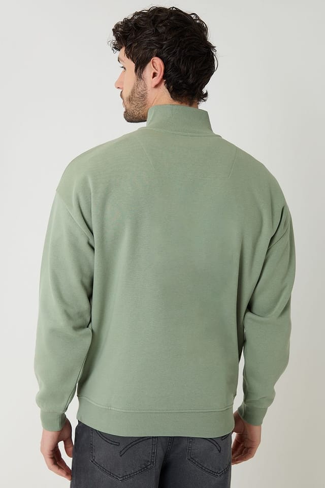 Threadbare Threadbare Men's Half Zip Sweatshirt in Green - 2