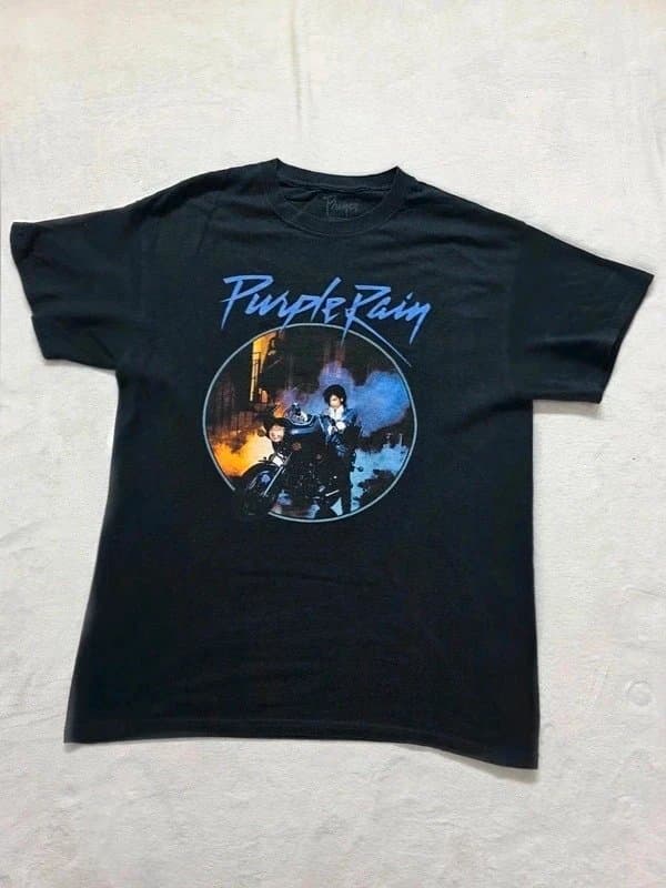 Music Vintage Prince Purple rain graphic T-Shirt black | prince motorcycle tee | Size M