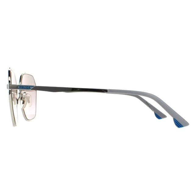 Police Police Men's Aviator Shiny Palladium Smoke Silver Mirror SPL771 Vibe 2 - 3