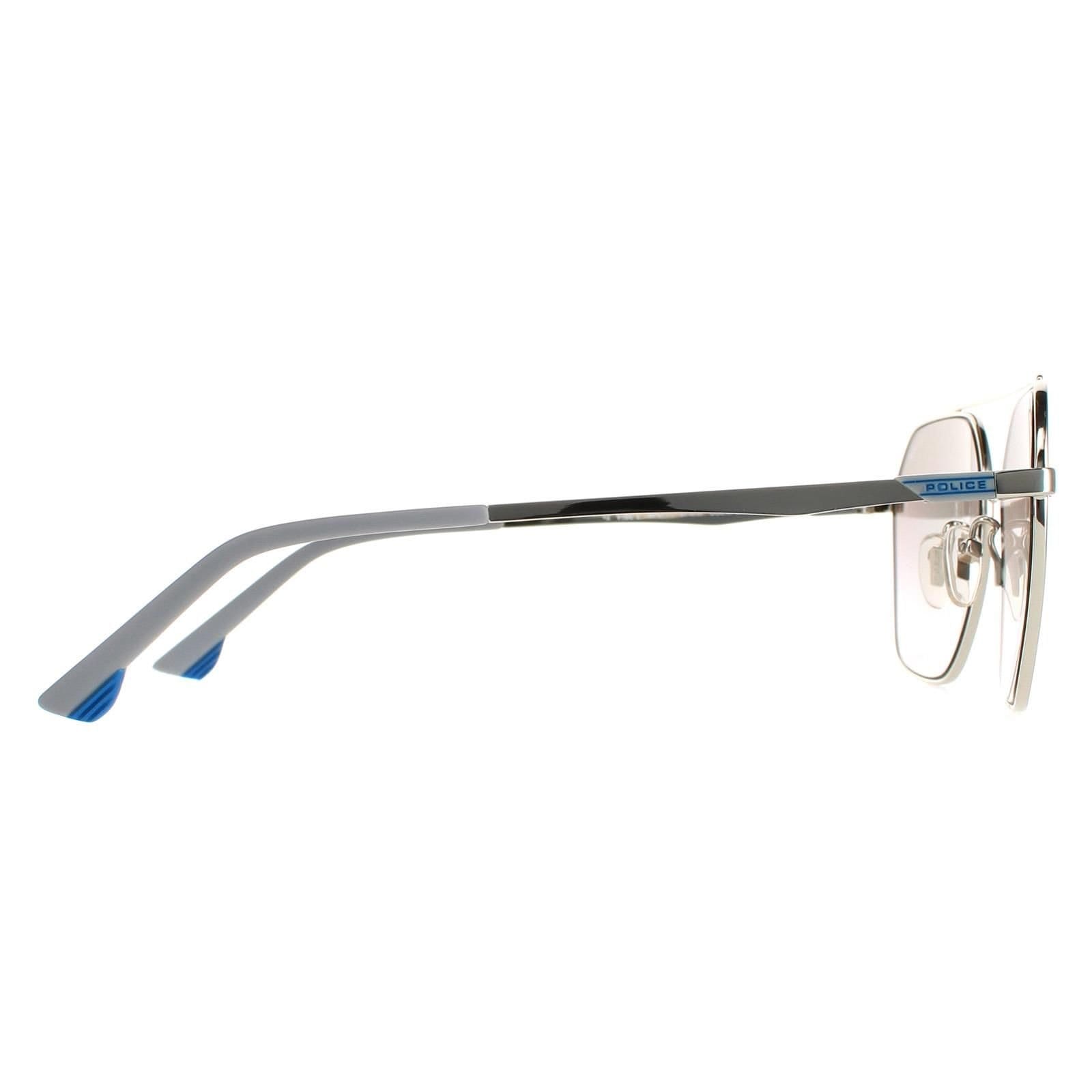 Police Police Men's Aviator Shiny Palladium Smoke Silver Mirror SPL771 Vibe 2 - 4