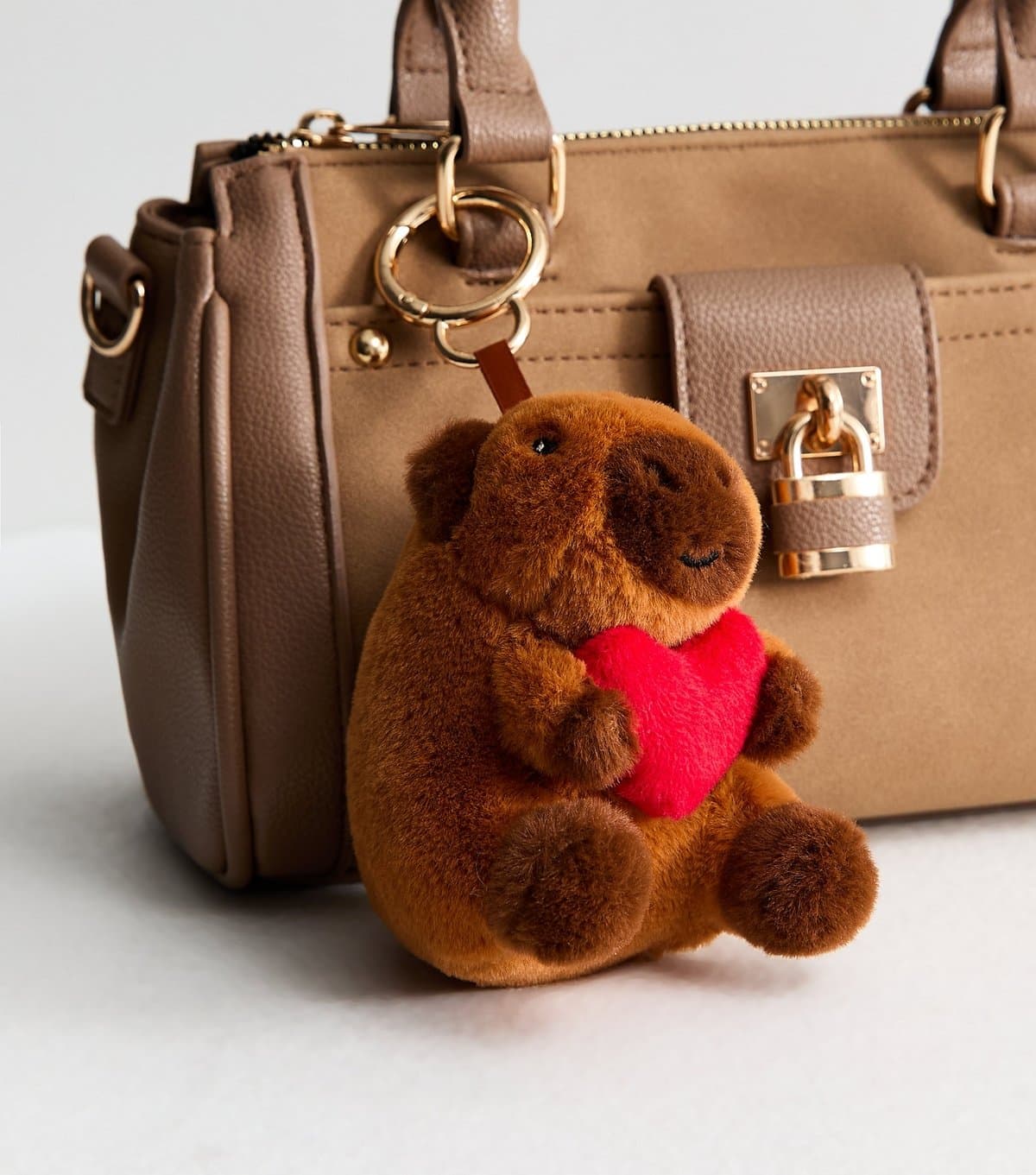 New Look Brown Plush Capybara with Heart Bag Charm New Look