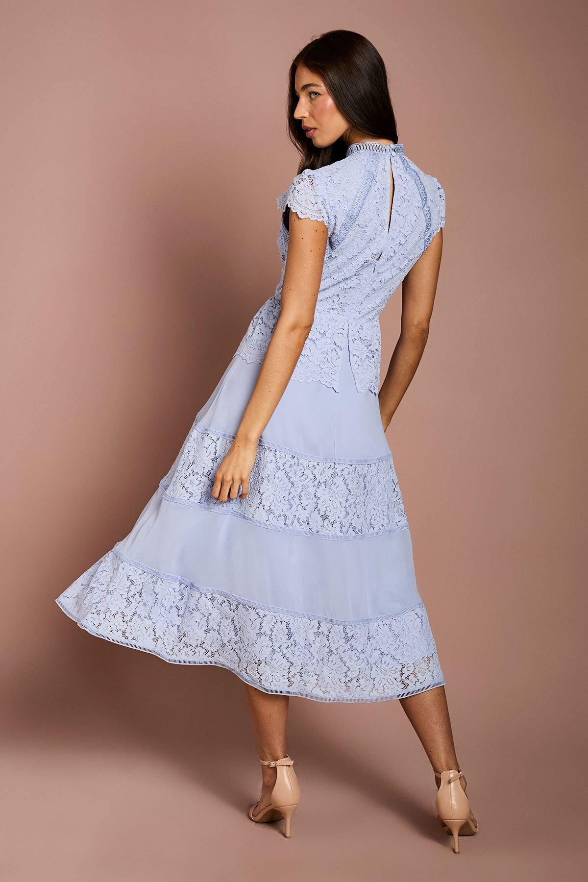 Coast Coast Women's Lace Bodice Pleated Skirt Midi Dress in Cornflower Blue - 3