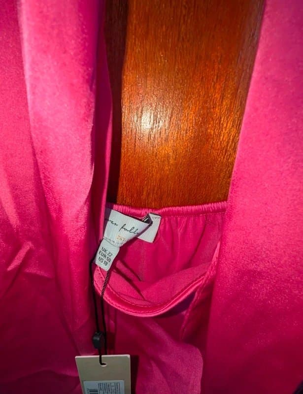 Pink Never fully dressed bright pink asymmetric halter tie dress with low back size 22