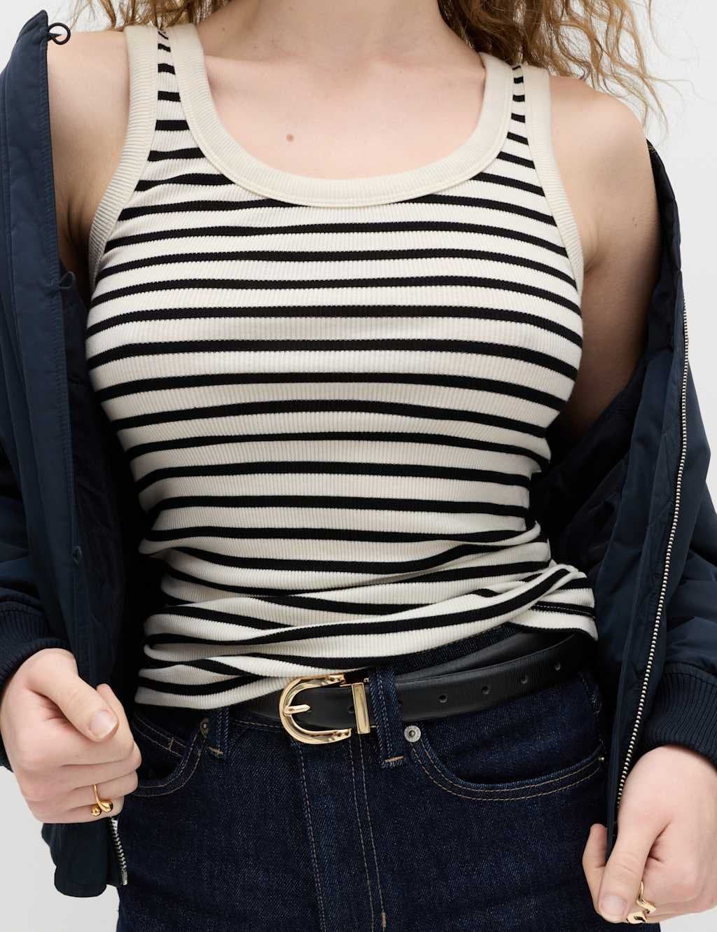 Marks & Spencer M&S White Mix Ribbed Slim Fit Vest Top