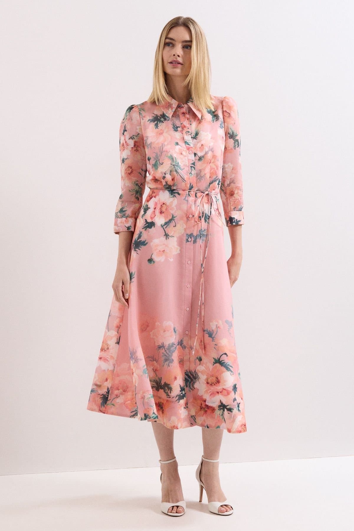 Phase Eight Phase Eight Women's Anabella 3/4 Sleeve Midi Dress in Dusty Pink