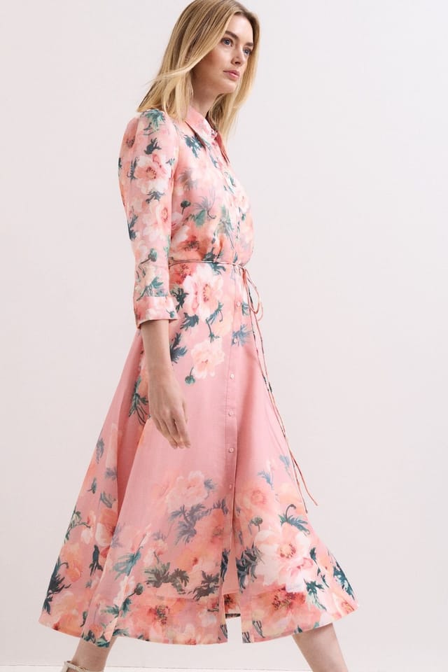 Phase Eight Phase Eight Women's Anabella 3/4 Sleeve Midi Dress in Dusty Pink - 3