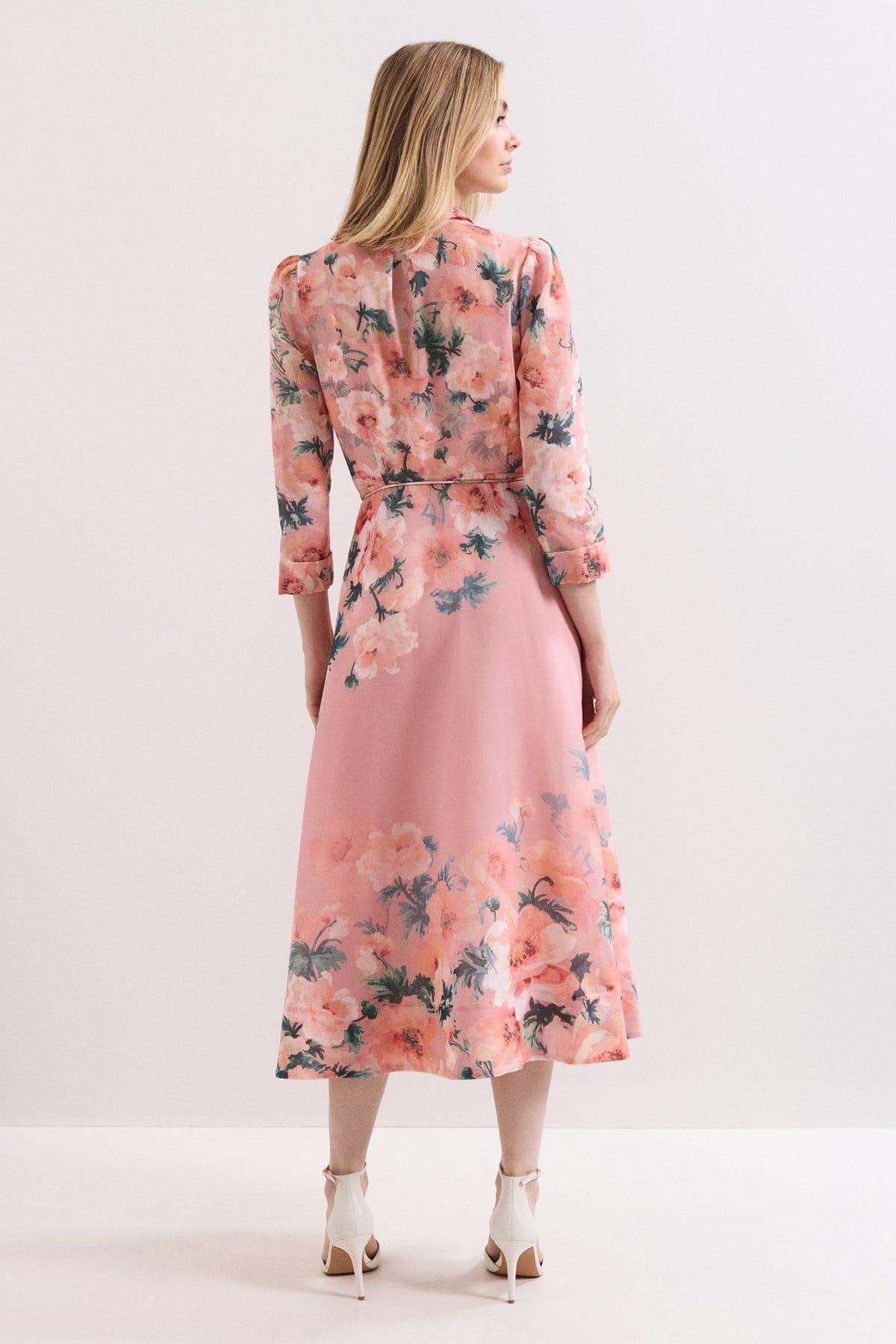 Phase Eight Phase Eight Women's Anabella 3/4 Sleeve Midi Dress in Dusty Pink - 4