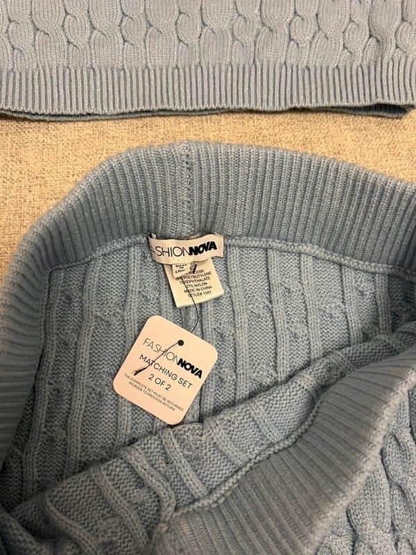 Fashion Nova Fashionnova sky blue cableknit set brand new with tags