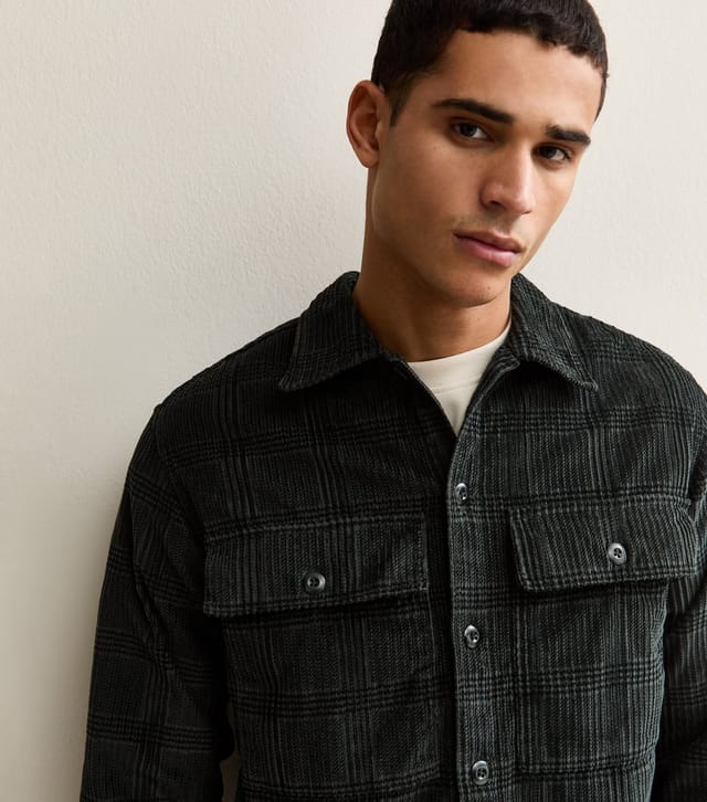 jack & jones Men's Black Regular Cotton Cord Overshirt Jack & Jones New Look - 2