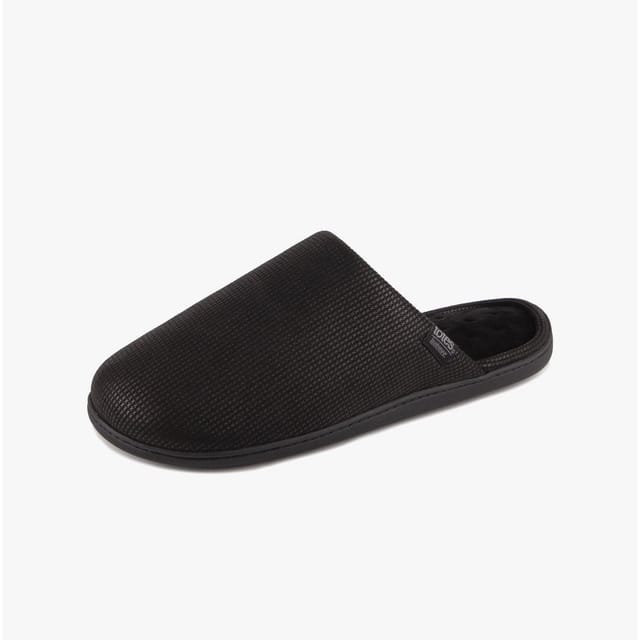 Totes Isotoner Totes Isotoner Men's Mens Square Patterned Smart Mule Slip On Slippers in Black - 2
