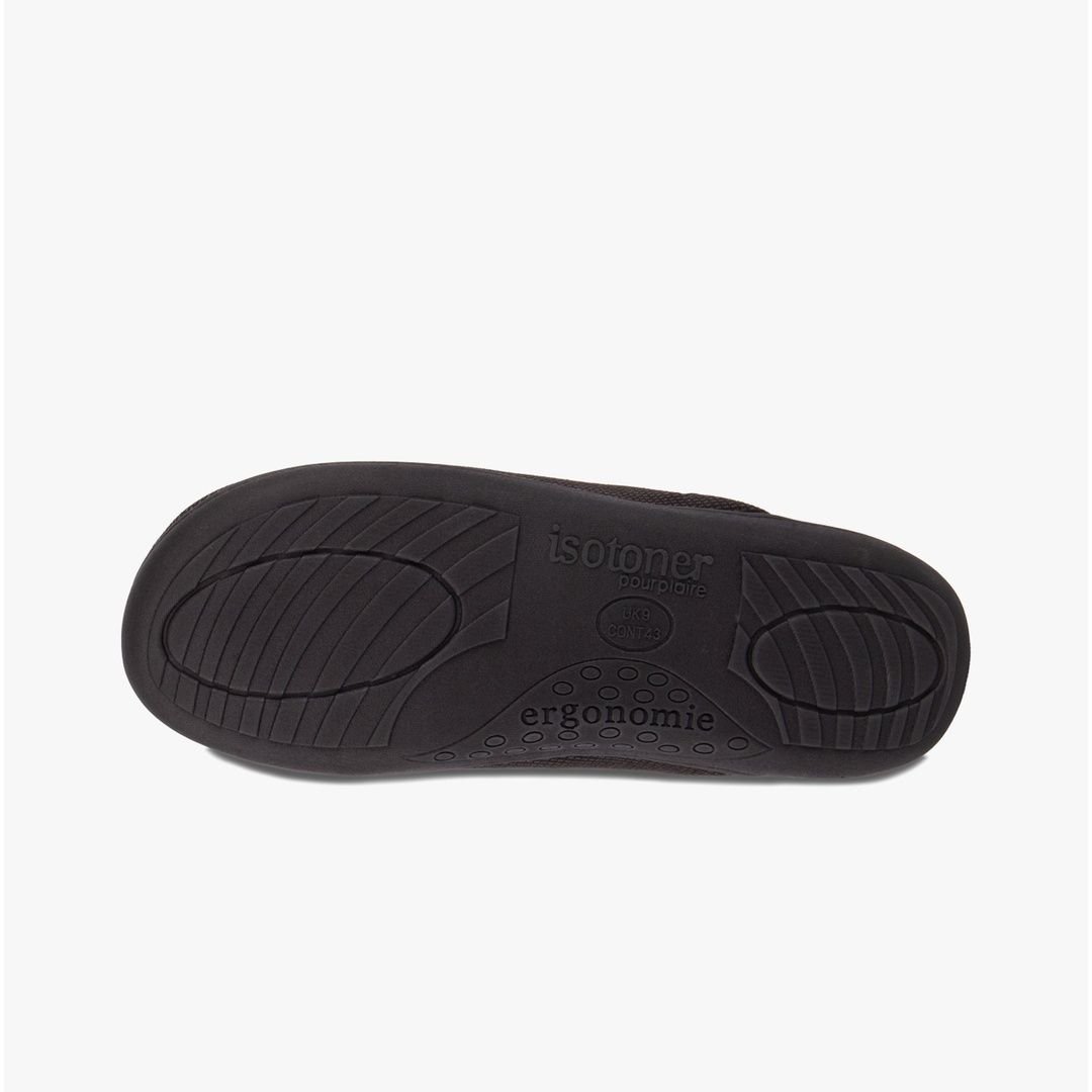 Totes Isotoner Totes Isotoner Men's Mens Square Patterned Smart Mule Slip On Slippers in Black - 3